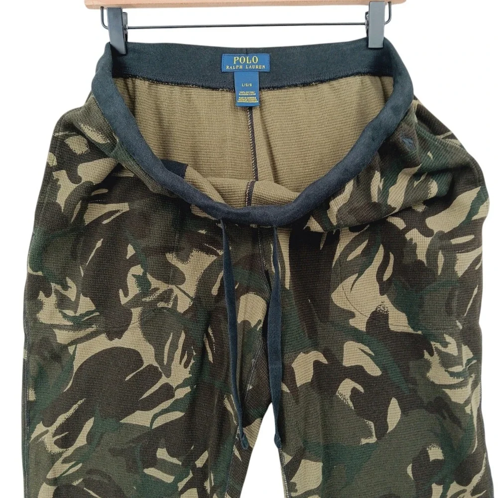 Polo Ralph Lauren Jogger Pants‎ Mens Large 33x28 Camo Waffle Knit Lounge Sleep